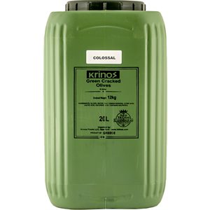 KRINOS Greek Green Cracked Olives - Colossal 12kg