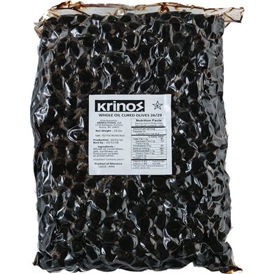 KRINOS Oil Cured Moroccan Olives - Extra Large (26/29) 10lb