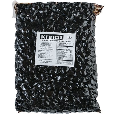 KRINOS Oil Cured Moroccan Olives - Large (30/33) 10lb