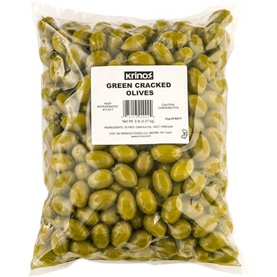 KRINOS Green Cracked Olives 5lb KRINOS Green Cracked Olives 5lb