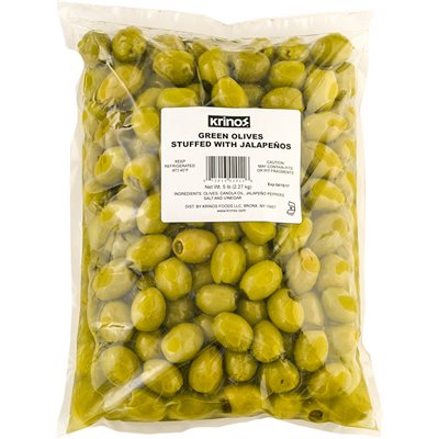 KRINOS Green Olives stuffed with jalapeno 5lb