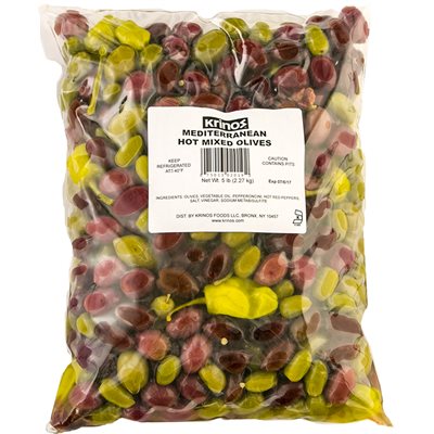 KRINOS Mediterranean Hot Mixed Olives 5lb