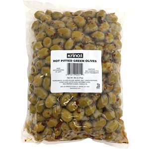 KRINOS Hot Pitted Green Olives 5lb