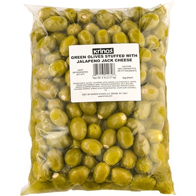 KRINOS Green Olives Stuffed with jalapeno jack cheese 5lb