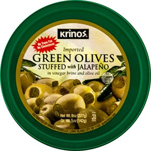 KRINOS Green Olives stuffed with jalapenos 8oz