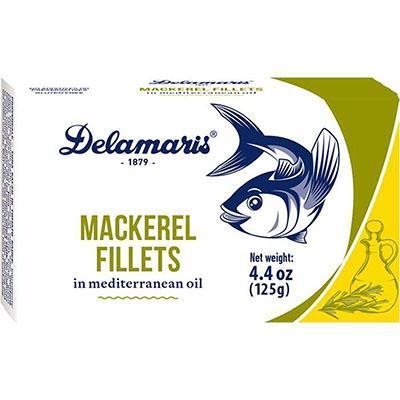 DELAMARIS Mackerel Fillets in Mediterranean Oil 125g