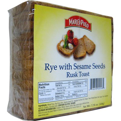 MARCO POLO Rye with Sesame Golden Rusks 7.7oz MARCO POLO Rye with Sesame Golden Rusks 7.7oz