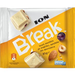 ION Break White Chocolate with nuts & raisins 85g